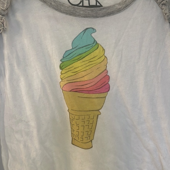 Chaser, rainbow ice cream cone Long-sleeve Tee with ruffles - Picture 3 of 5